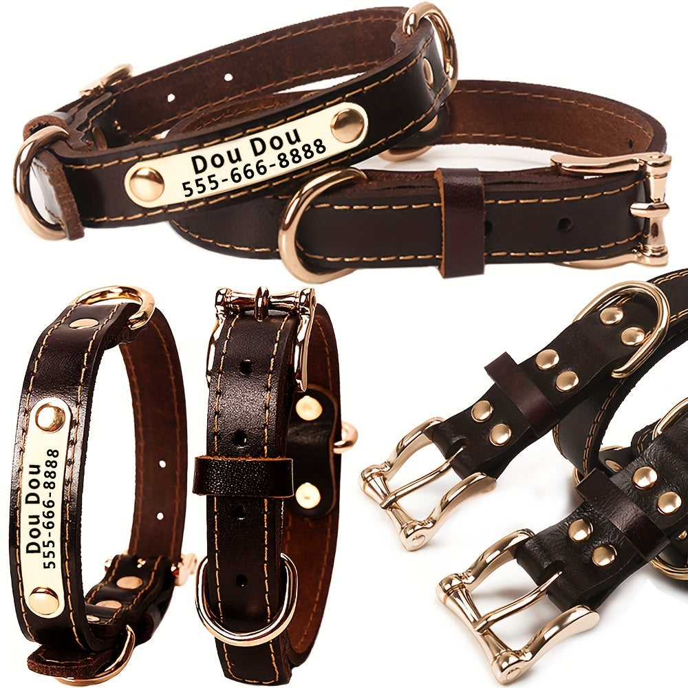 Personalized Dog Collar with Custom Engraving, Adjustable Pet Collar with Durable Buckle, Elegant Accessory for Small to Large Dogs