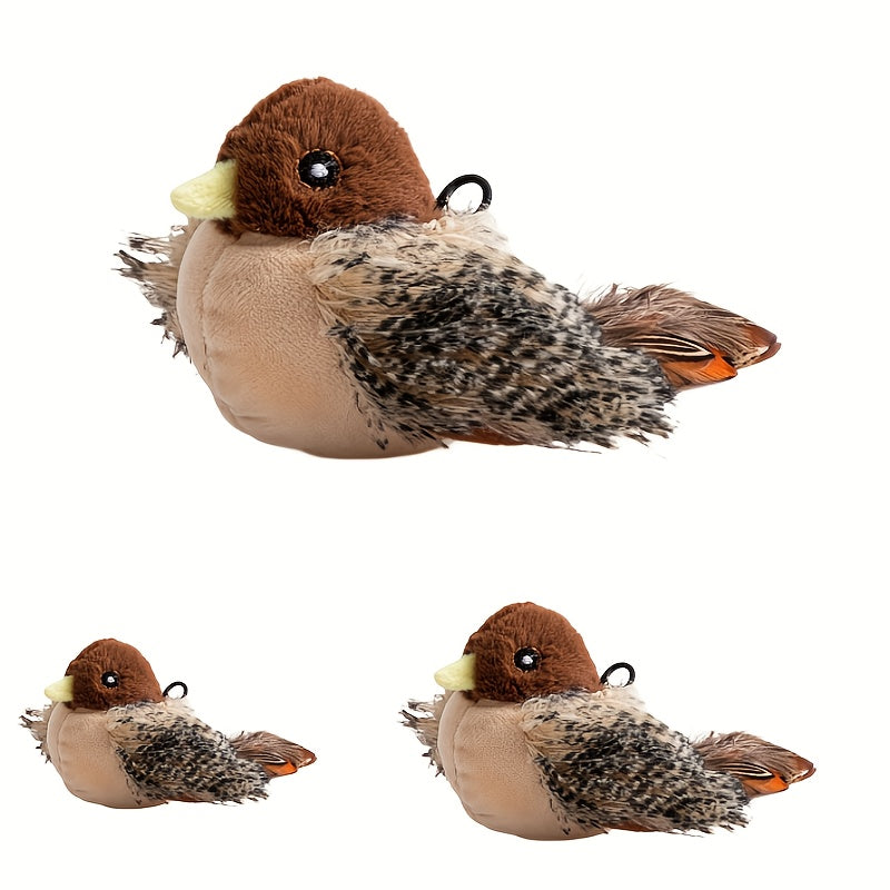 Interactive Plush Bird Cat Toy with Self-Raising Sound, Includes Pet Herb - Non-Electric Fabric Pet Toy, Simulated, TikTok