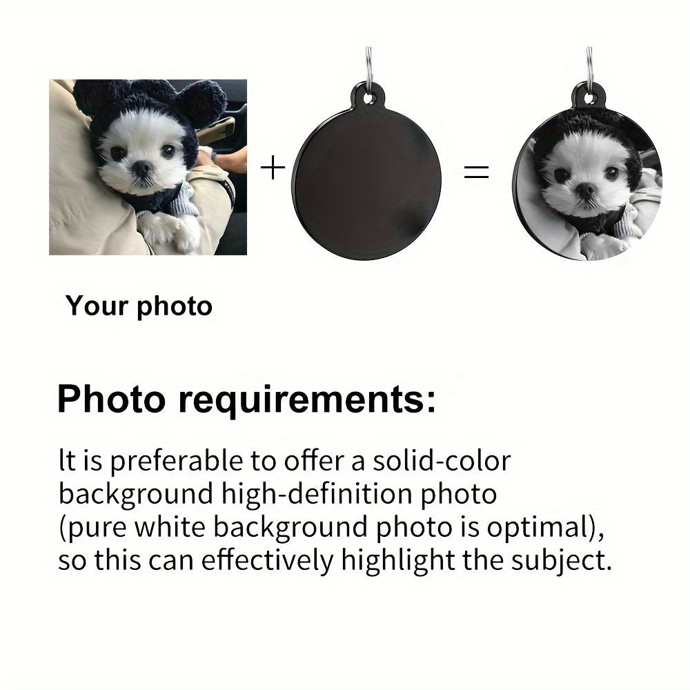 Custom Engraved Stainless Steel Dog Tags, Personalized Photo Carving, Durable ID Tags for Dogs, Service Dog & ESA Design, Pet Collar Accessories