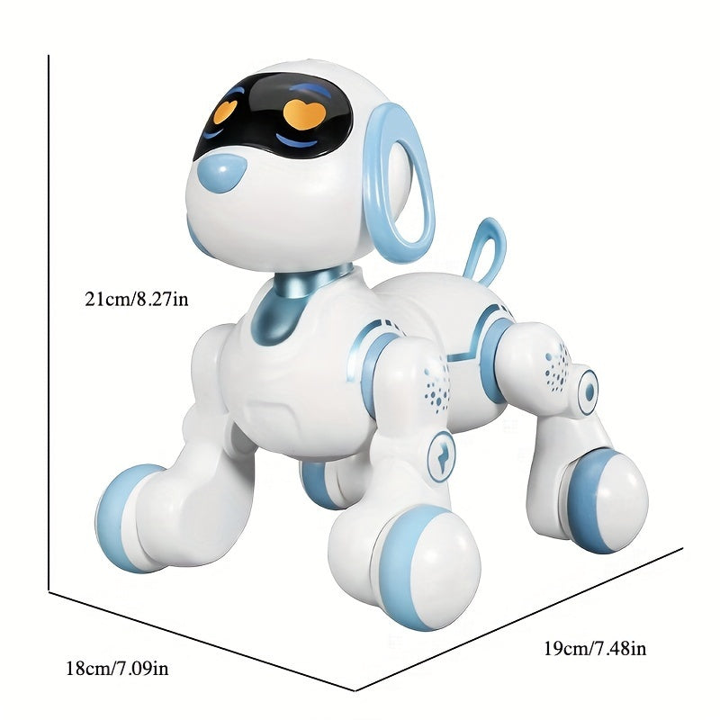 GRAXGROW Smart Robot Dog - Interactive RC Toy with Infrared Remote, Programmable Stunts, Music & Dance, USB Rechargeable, Blue with White Accents, Durable ABS, Ideal for Youngsters 3+ | Engaging Early Learning Toy, Interactiv