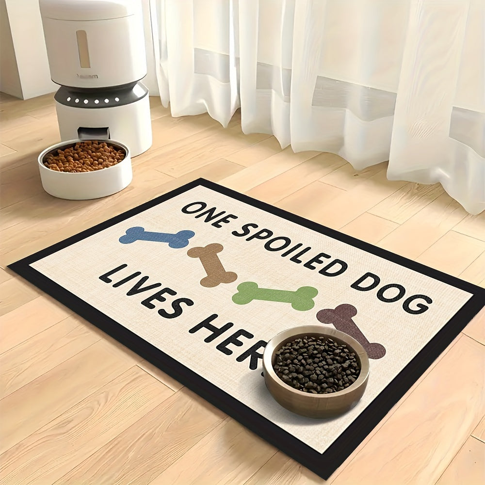 Absorbent Non-Slip Dog Feeding Mat, Quick Dry Polyester & Rubber Pet Bowl Mat, Waterproof Dog Food Mat for Cats and Dogs, Durable Pet Feeding Pad for Food and Water Bowls