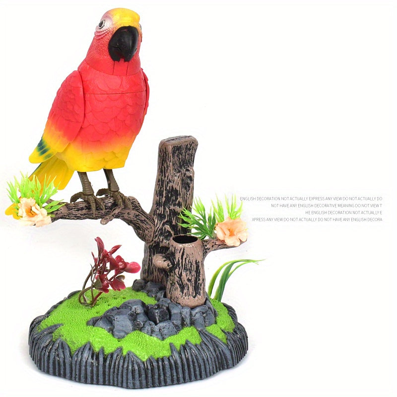 Simulation Voice-activated Bird Decoration Display Electric Induction Parrot Can Call And Move Birdcage Electronic Pet Toy
