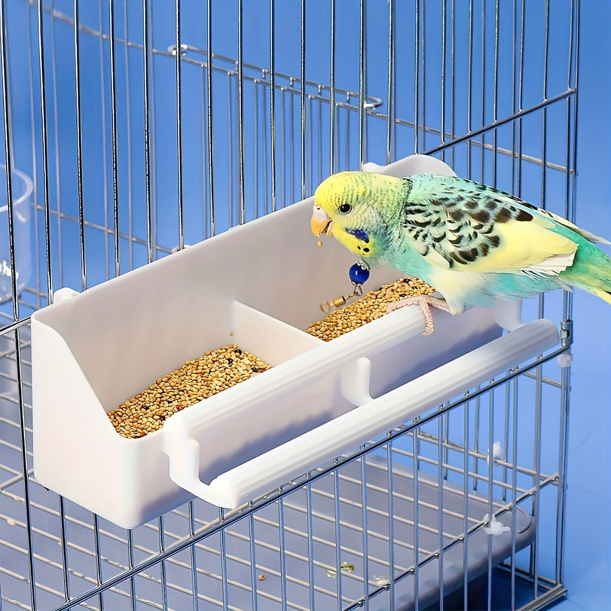 Durable ABS Parrot Feeder - Hanging Food & Water Bowl for Birds, Quail, and Parakeets - Cage-Mounted Pet Feeding Cup