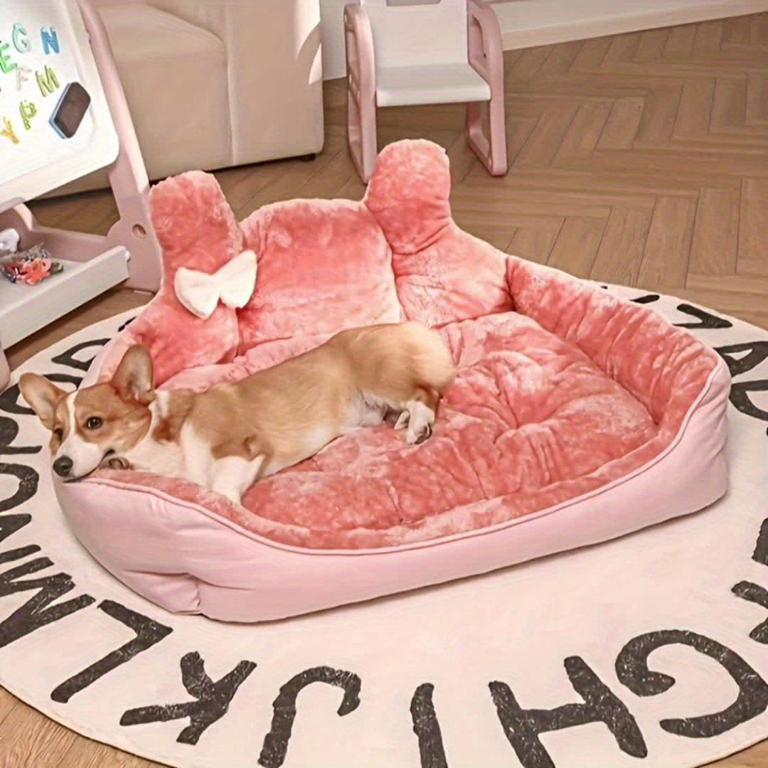 Cozy Pet Bed - Plush Ear Design Kennel, Winter Warm Cat Mat, Sleeping Sofa for Cats & Dogs