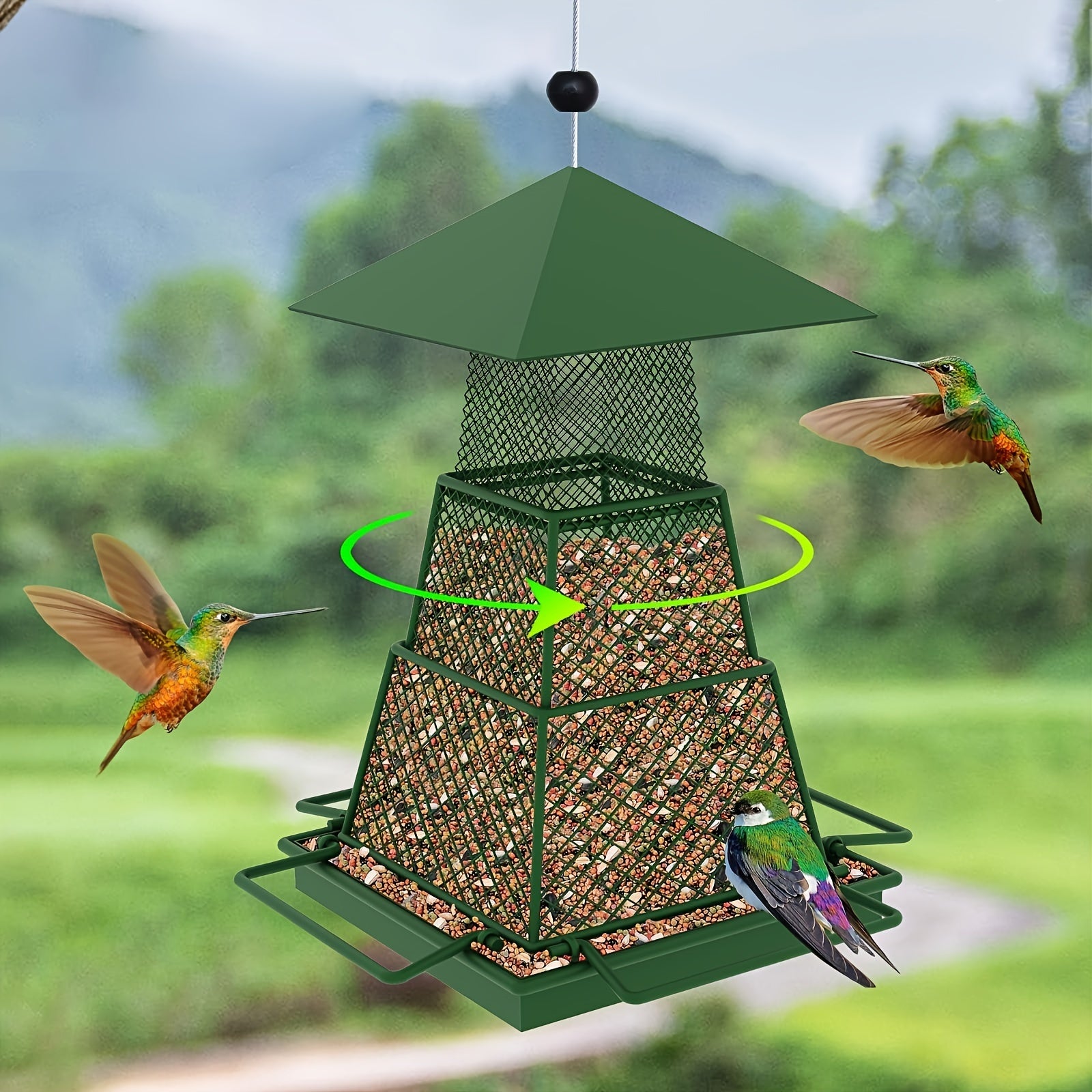 "Seed-Saving" Heavy-Duty Outdoor Bird Feeder - Squirrel Proof, Metal Mesh Design For Cardinals & Wild Birds, Perfect For Garden & Yard Decor