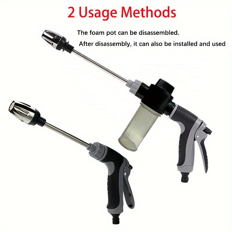 Versatile High-Pressure Car Wash Spray Gun with Quick Connect Adapters - Perfect for Pets & Outdoor Cleaning, Includes 3/4" & 1/2" Hose Nozzles