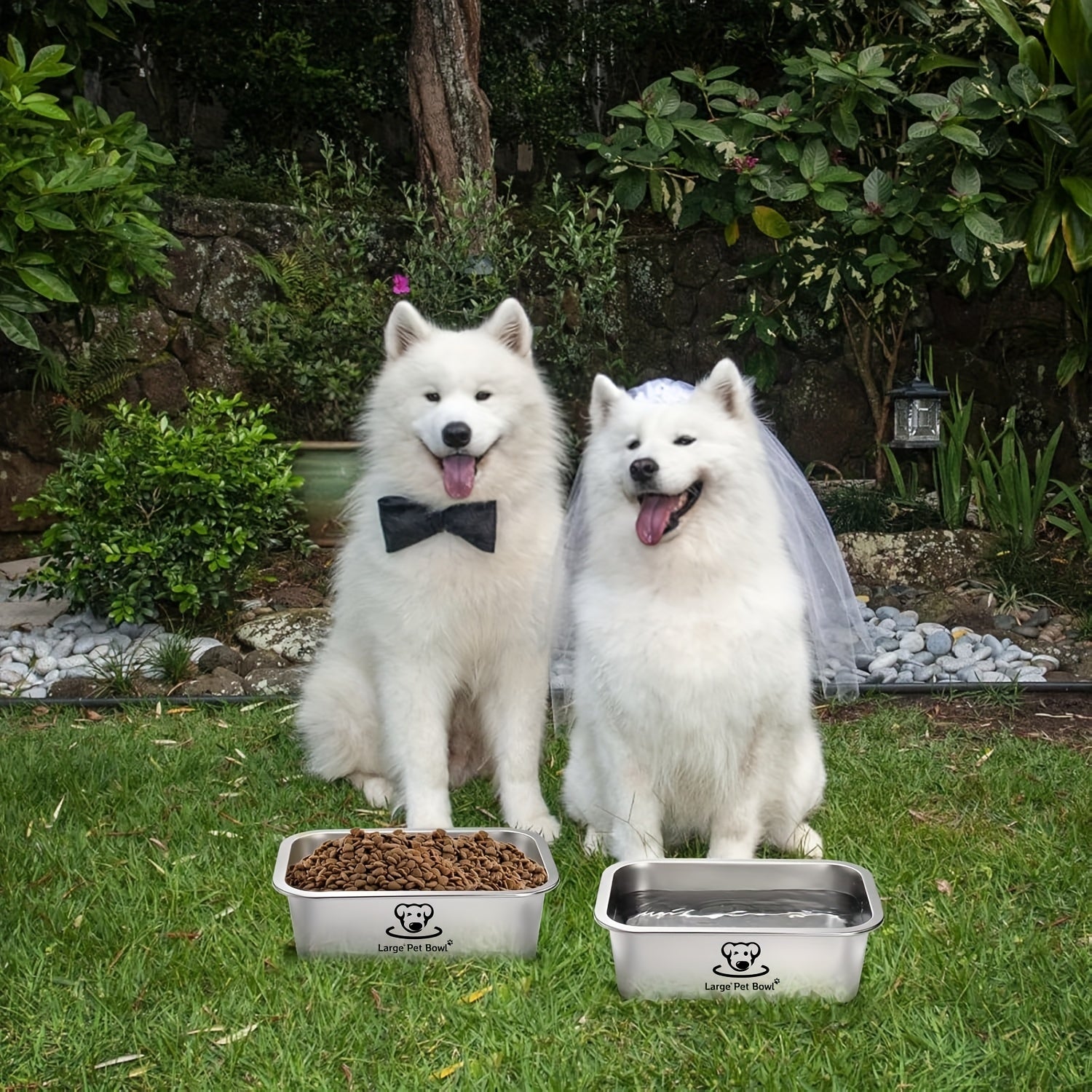 2-Pack Misofog Stainless Steel Dog Bowls for Large Dogs - 2.65 Gallon High Capacity Extra Large Food & Water Bowls with Non-Slip Rubber Base, Durable Easy-Clean Design for Hardwood & Tile Floors, Pet Feeding Essentials, Moder