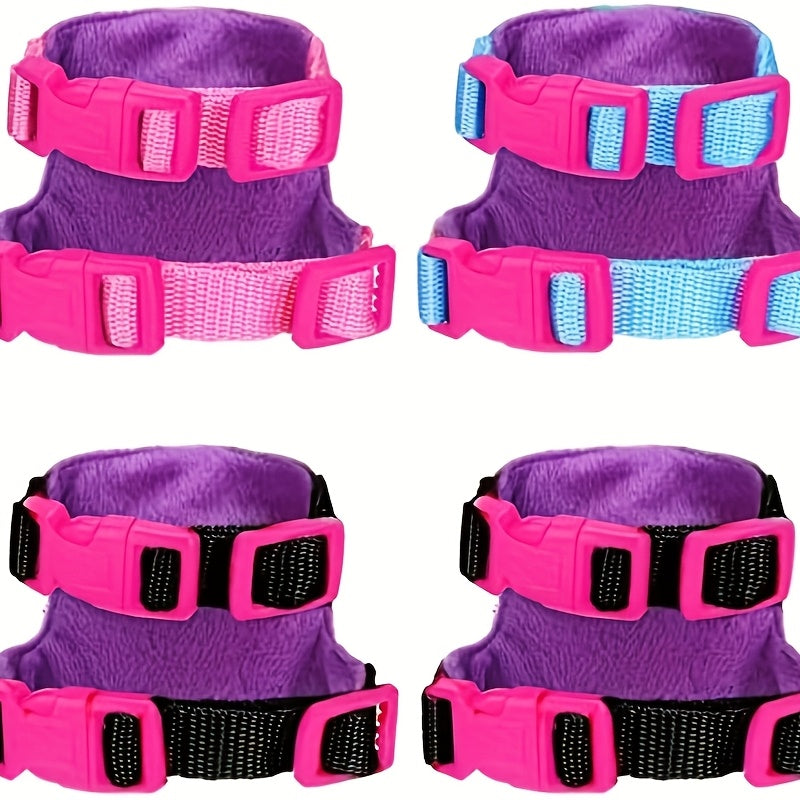 4pcs Small Pet Harness Vest and Leash Set with Cute Bowknot and Safe Bell Decor Chest Strap Harness for Outdoor Walking Rabbit Ferret Guinea Pig Bunny Hamster Puppy Kitten (Small)