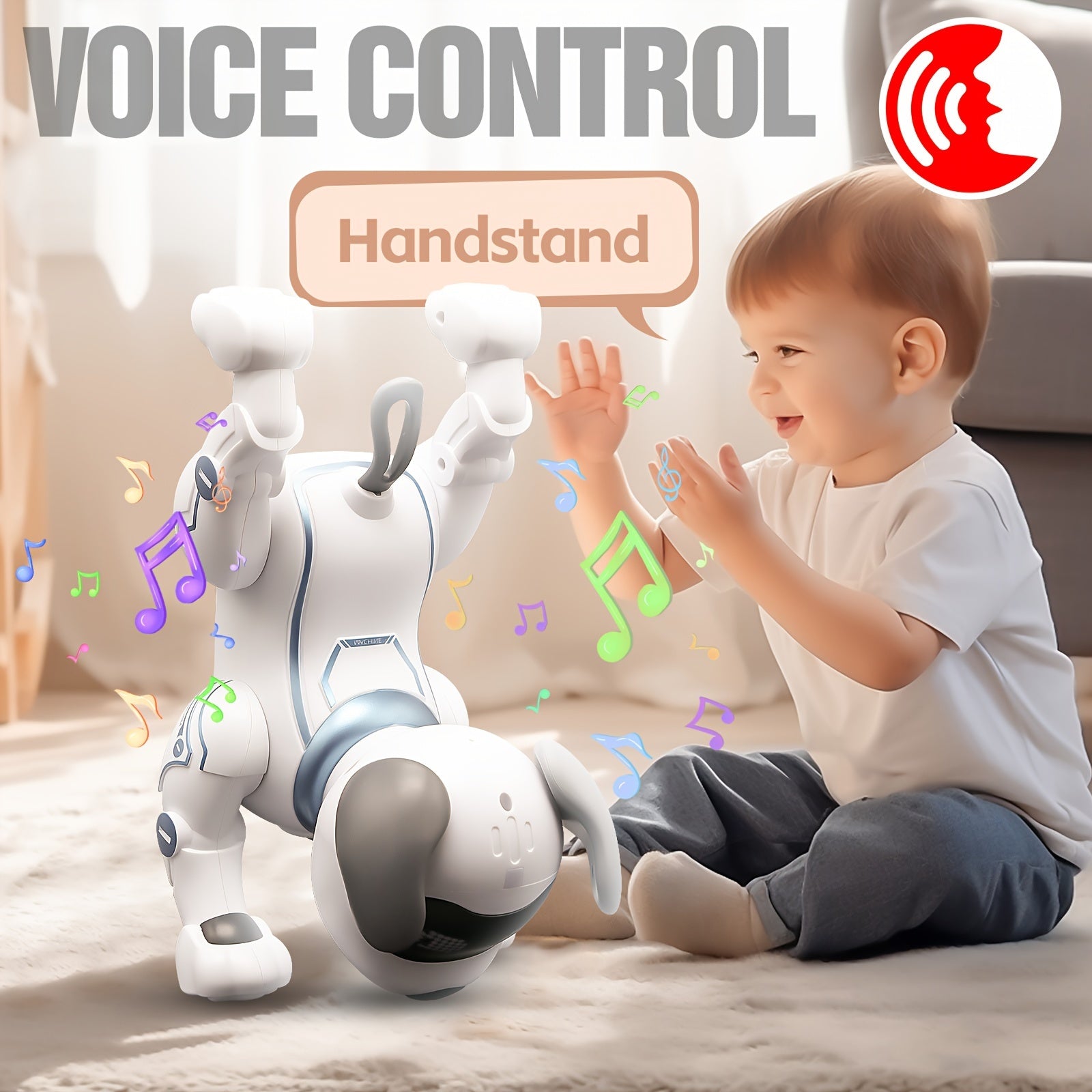 1pc ToyleFun Interactive Robot Dog with Remote Control, Voice Command, Dance & Song Functions, Rechargeable Battery, Infrared Sensing, LED Lights - ABS Resin Electronic Pet Toy for Kids