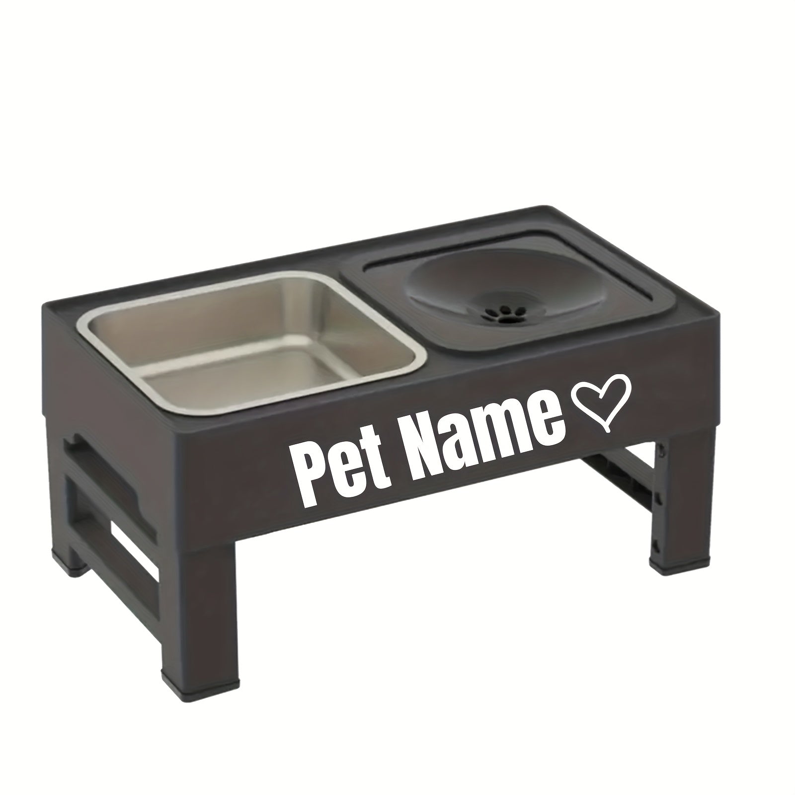 1pc Customizable 2-in-1 Adjustable Raised Dog Bowls with No Spill Design - Stainless Steel & Plastic, Ideal for Small, Medium, Large Dogs & Cats, Elevated Pet Feeding Station, Pet Feeding Station | Customizable Pet Accessorie