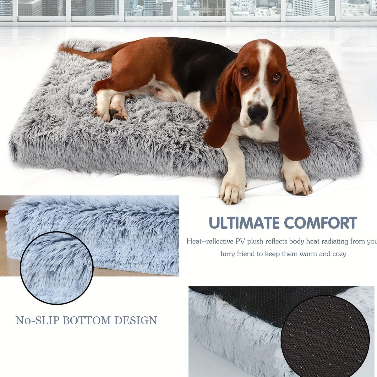 1pc Plush Rectangular Dog Bed, Plush Non-slip Square Dog Bed Cat Mat Pet Bed, Deep Sleep Cat Sofa Dog Sofa Cat Bed Dog Bed Pet Supplies Non-slip Mattress for Large, Medium and Small Dogs and Cats - Comfortable, Dog Mat, Cat M