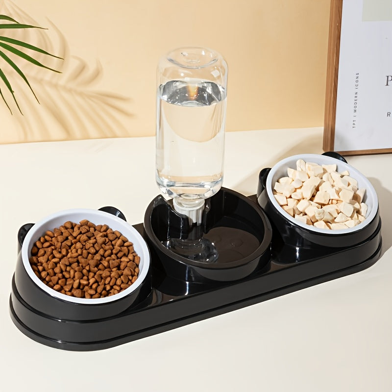 3-in-1 Stainless Steel Pet Feeding Station with Automatic Food and Water Dispenser, Dual Bowls for Dogs and Cats - Durable, Easy-to-Clean, Space-Saving Design for Small to Medium Pets, Pet Feeding Station|Modern Pet Station|S