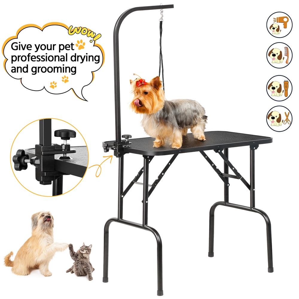 Costoffs Pet Foldable Grooming Table Dog Cat Beauty Trimming with Height Adjustable Arm Folding Legs Halloween Pet Grooming Table for Home or Professional Pet Store Uses