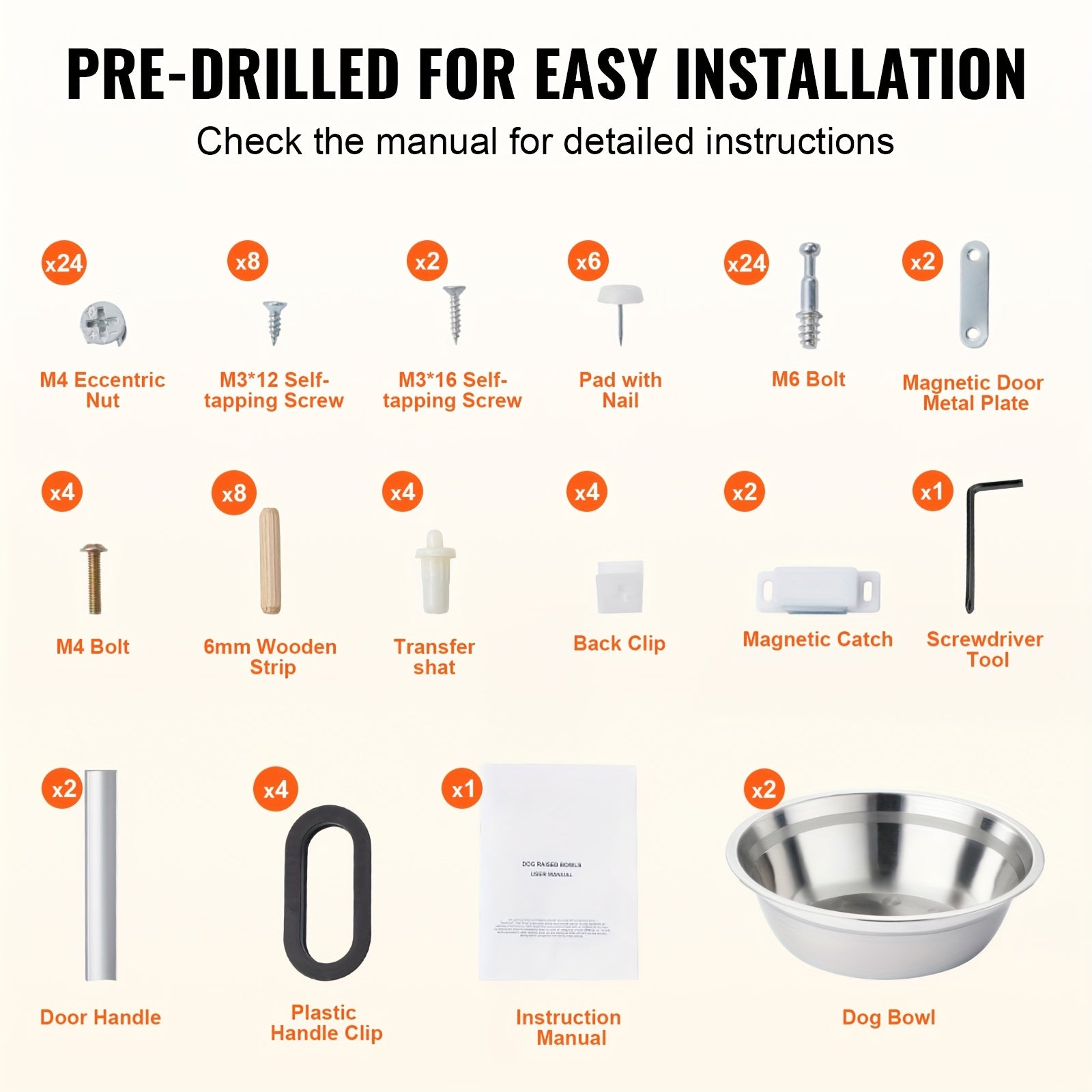 Happybuy Elevated Dog Feeding Station with 2 Stainless Steel Bowls & - Modern White Wood Pet Dispenser, Heavy-Duty Elevated /Water Dispenser for Large Breeds, Space-Saving Design for Home, Easy ssembly, Pet Feeding Station, R