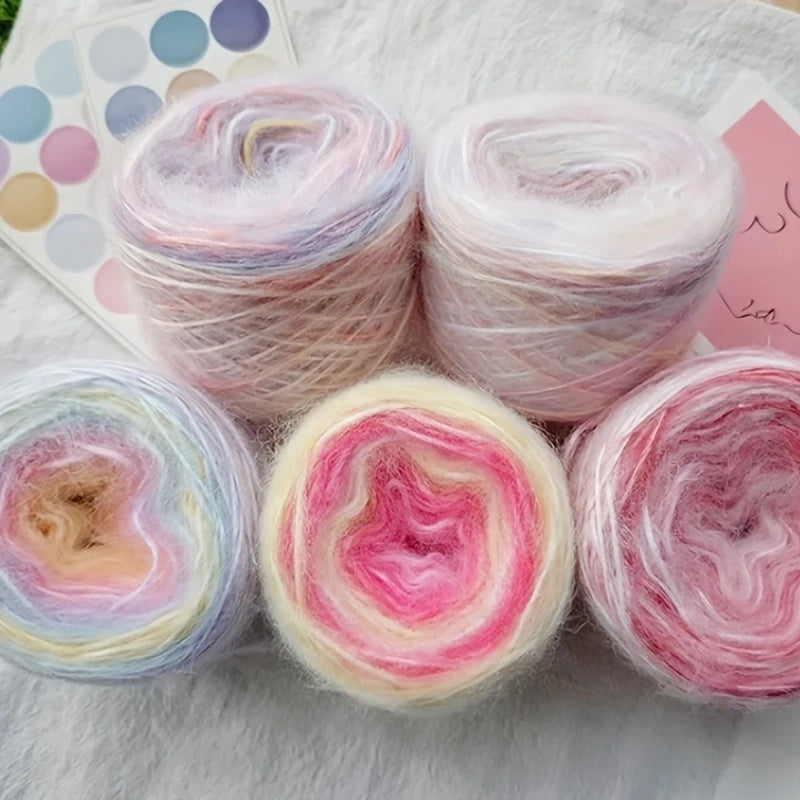4 Pce/set, 400g Yarn, Hand-knitted Yarn, Spray Yarn, Cloud Yarn, Cake Yarn, And Rainbow Yarn, Soft And Comfortable, Suitable for Crochet, Scarves, Sweaters, Shawls, Blankets, Pet Toys, Handmade Gifts, Halloween, Christmas, An