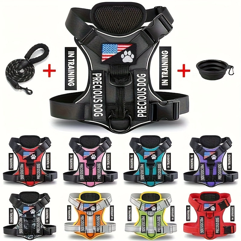 Service Dog Harness And Leash Set with 1pc Folding Bowl