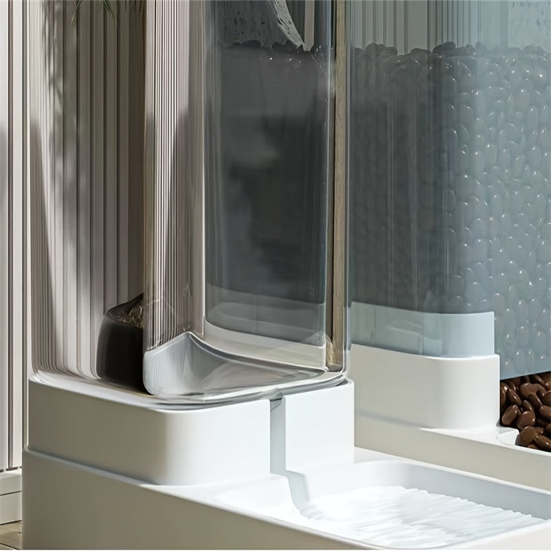 Cat Feeder And Water Dispenser with Pet Bowl, Gravity Food Feeder And Waterer Dispenser In Set for Dogs Cats Pets Animals Large Capacity(1.0gal)