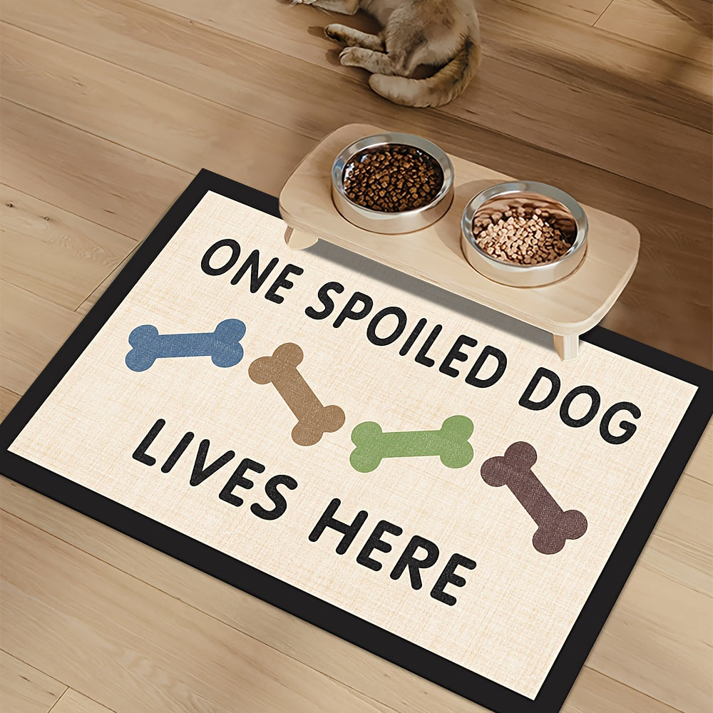 Absorbent Non-Slip Dog Feeding Mat, Quick Dry Polyester & Rubber Pet Bowl Mat, Waterproof Dog Food Mat for Cats and Dogs, Durable Pet Feeding Pad for Food and Water Bowls