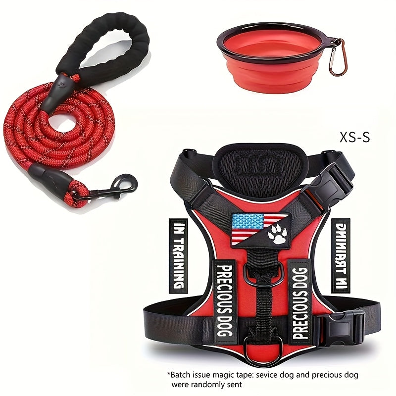 Service Dog Harness And Leash Set with 1pc Folding Bowl