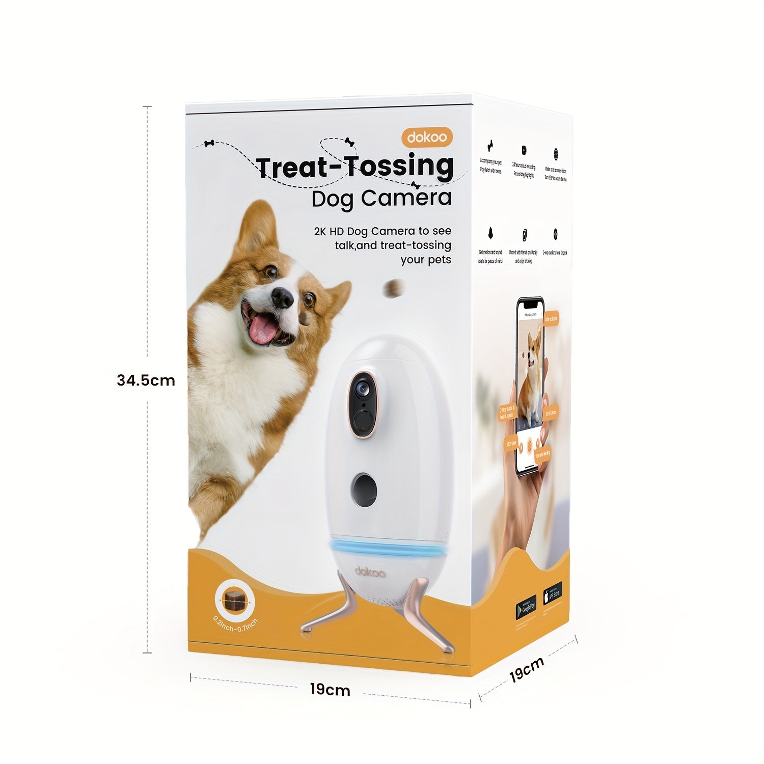 Dokoo Pet Feeder Cat Food Dispenser with Treat Tossing 330° View 2K/4MP QHD Pet Camera 2.4G&5GHz Wifi Pet Feeding InteractiveToys with light