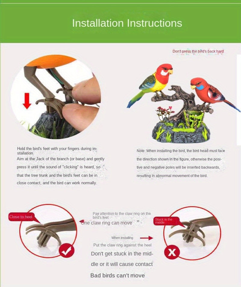 Simulation Voice-activated Bird Decoration Display Electric Induction Parrot Can Call And Move Birdcage Electronic Pet Toy