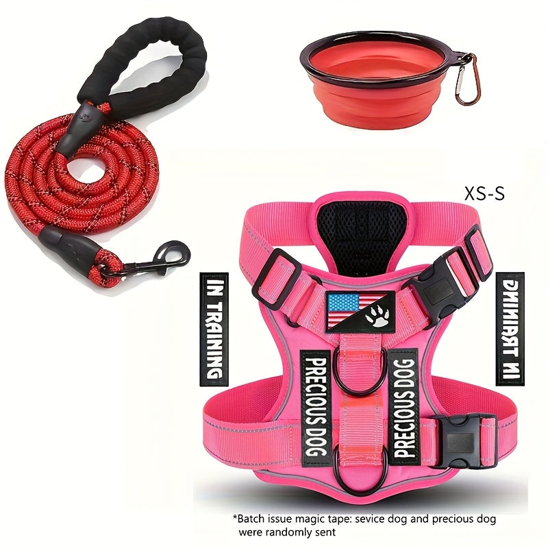 Service Dog Harness And Leash Set with 1pc Folding Bowl