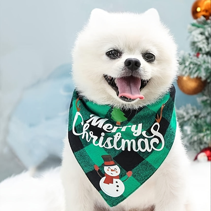 Christmas Pet Triangle Scarf Dog Bandanas Saliva Towel Santa Claus And Letter Graphic Scarf For Holiday Party Decoration Bib For Small, Medium & Large Sized Dogs