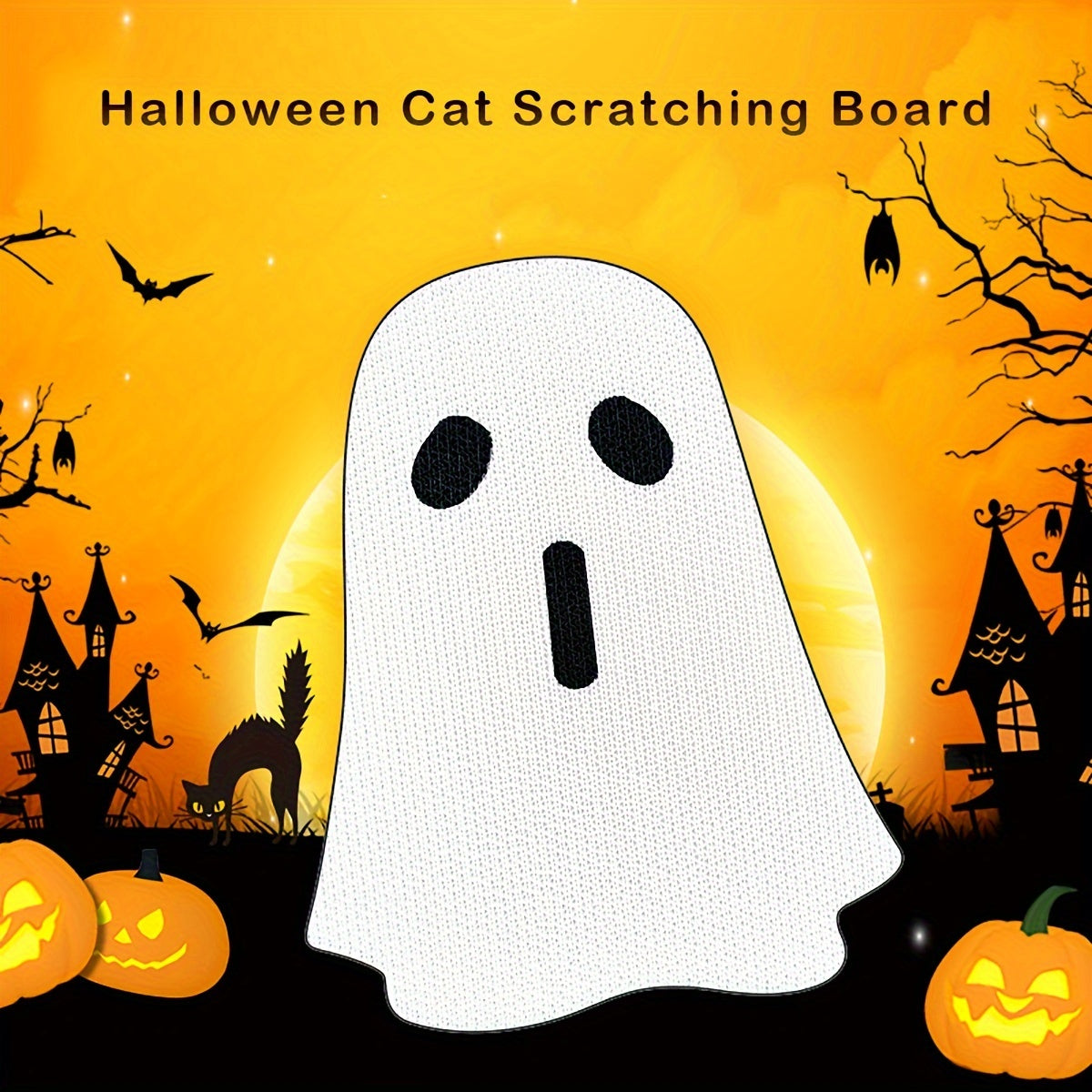 Halloween Ghost Cat Scratching Board, Durable Cardboard Cat Scratcher Pad, Indoor Cat Toy, Pet Furniture, Cat Nail Trimmer, 3D Scratching Post for Cats