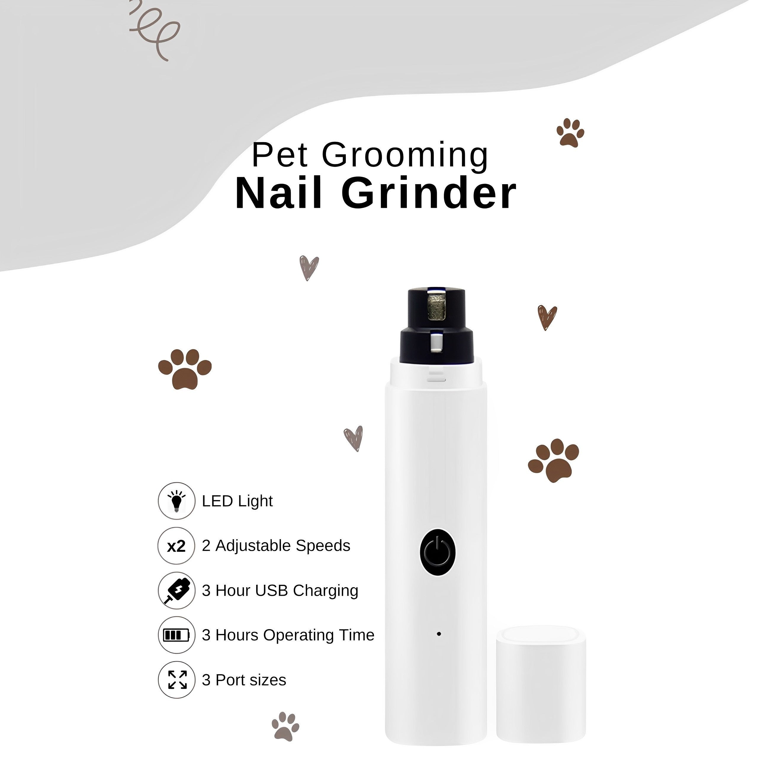 Professional Dog Nail Grinder for pet Grooming. USB Rechargeable, 2 Speed, Dog Nail Trimmers for Small Medium or Large Dogs or Cats. The Best Dog Nail Clipper Grooming kit for Dogs.