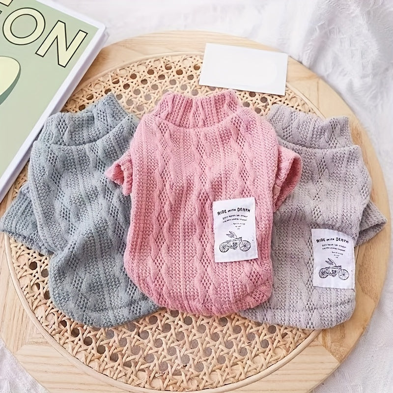 Cat And Dog Sweater, Pet Knitted Clothes, Solid Color Cat Knitwear, Pet Apparel