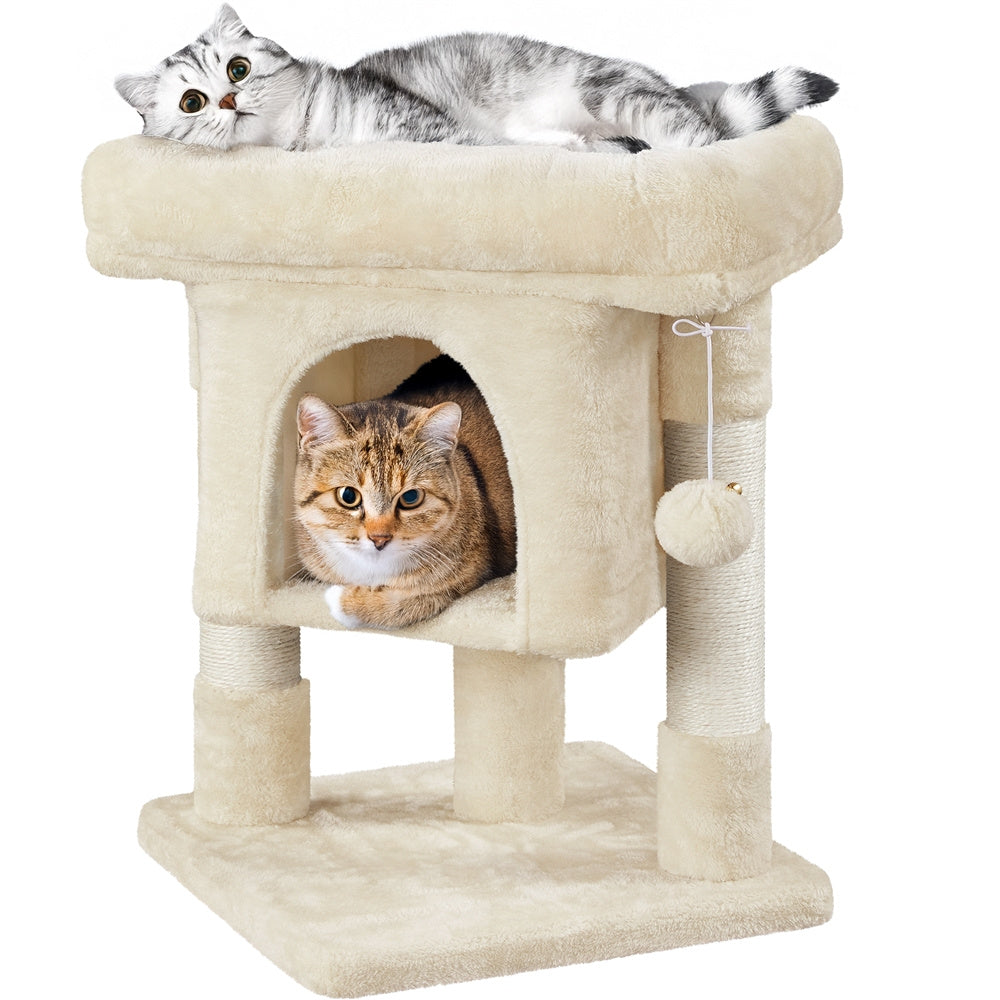 Costoffs 23.5in Cat Tree Tower, 2-Level Cat Condo with Sisal-Covered Scratching Posts, Cozy Pet Furniture, Halloween Cat Furniture for Indoor Kittens and Cats