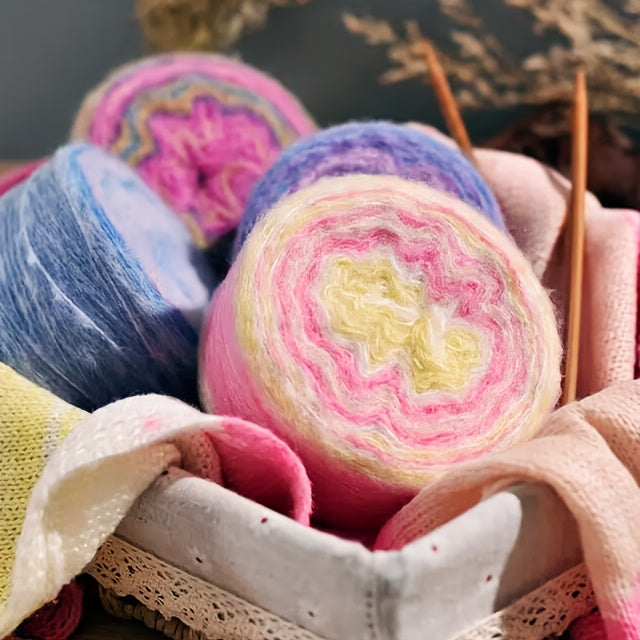 4 Pce/set, 400g Yarn, Hand-knitted Yarn, Spray Yarn, Cloud Yarn, Cake Yarn, And Rainbow Yarn, Soft And Comfortable, Suitable for Crochet, Scarves, Sweaters, Shawls, Blankets, Pet Toys, Handmade Gifts, Halloween, Christmas, An