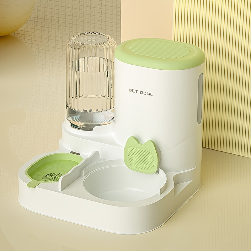 Automatic Cat Feeder & Water Dispenser Set - Non-Electric, Easy-Clean Plastic Pet Feeding Station for Cats