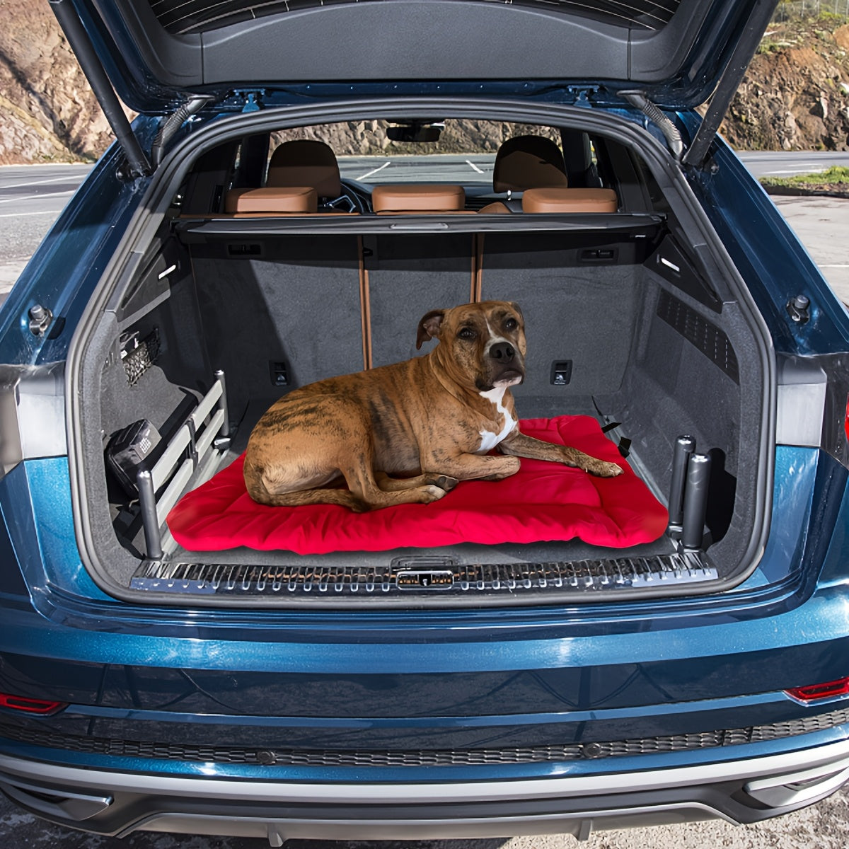 1pc Waterproof Polyester Dog Mat for Large Breeds - Portable Pet Bed with Carry Straps for Travel and Outdoor Use, Ideal for Small, Medium, and Large Dogs