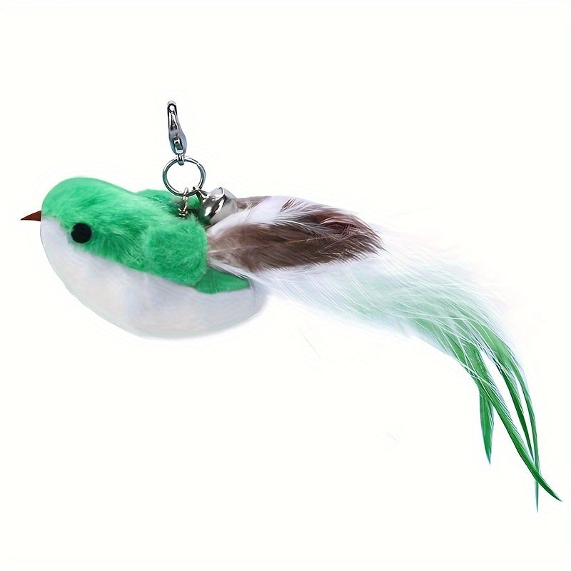 Colorful Feather Bird Cat Teaser Stick - Long Steel Wire Pole with Glue Suction Cup - Cute and Vivid Simulation Pet Toy for Self-Entertainment and Bite-Resistant Cat Supplies