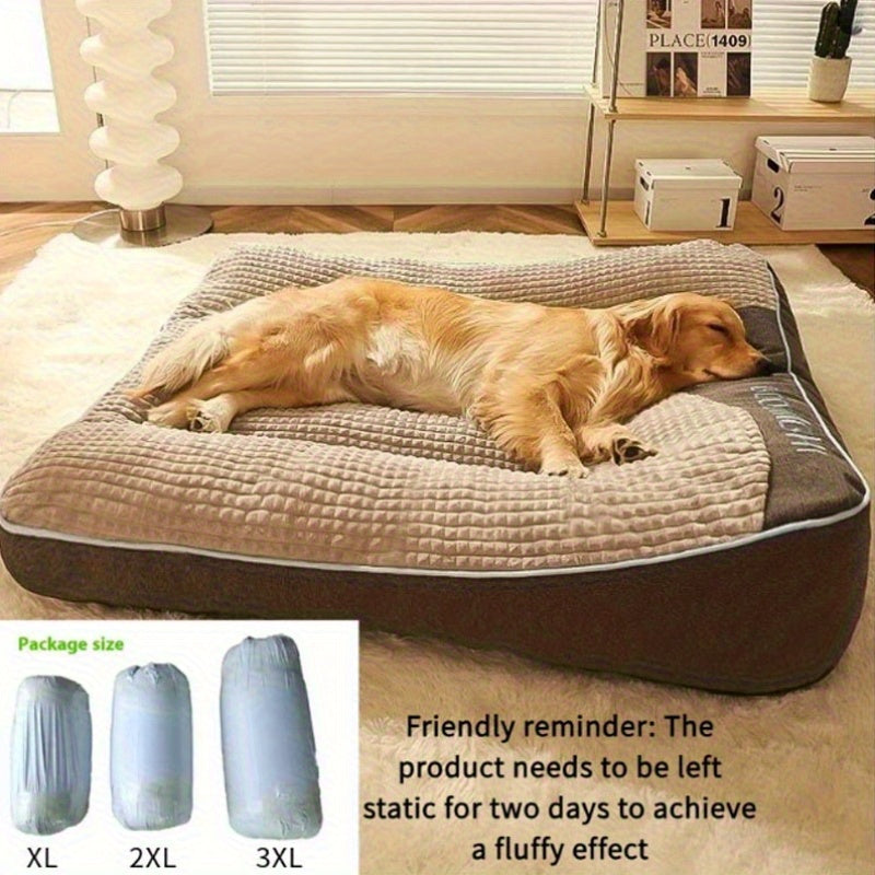 Extra Large Dog Bed for Medium & Large Dogs - Deep Sleep Mattress with Ergonomic Support, Cooling Gray & Beige Striped Design, Durable Polyester, No Assembly Needed, Perfect for Indoor Pets, Dog Bed for Large Dogs, Indoor Pet