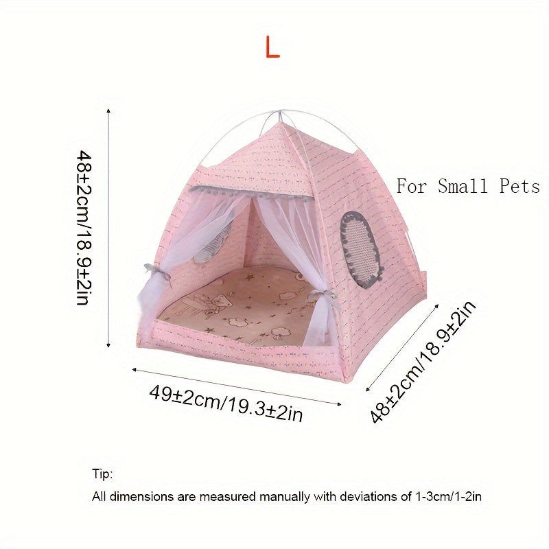 1pc Semi-enclosed Pet Floral Tent, Cute Cooling Pet Bed, Comfortable All Seasons Universal Cat Nest