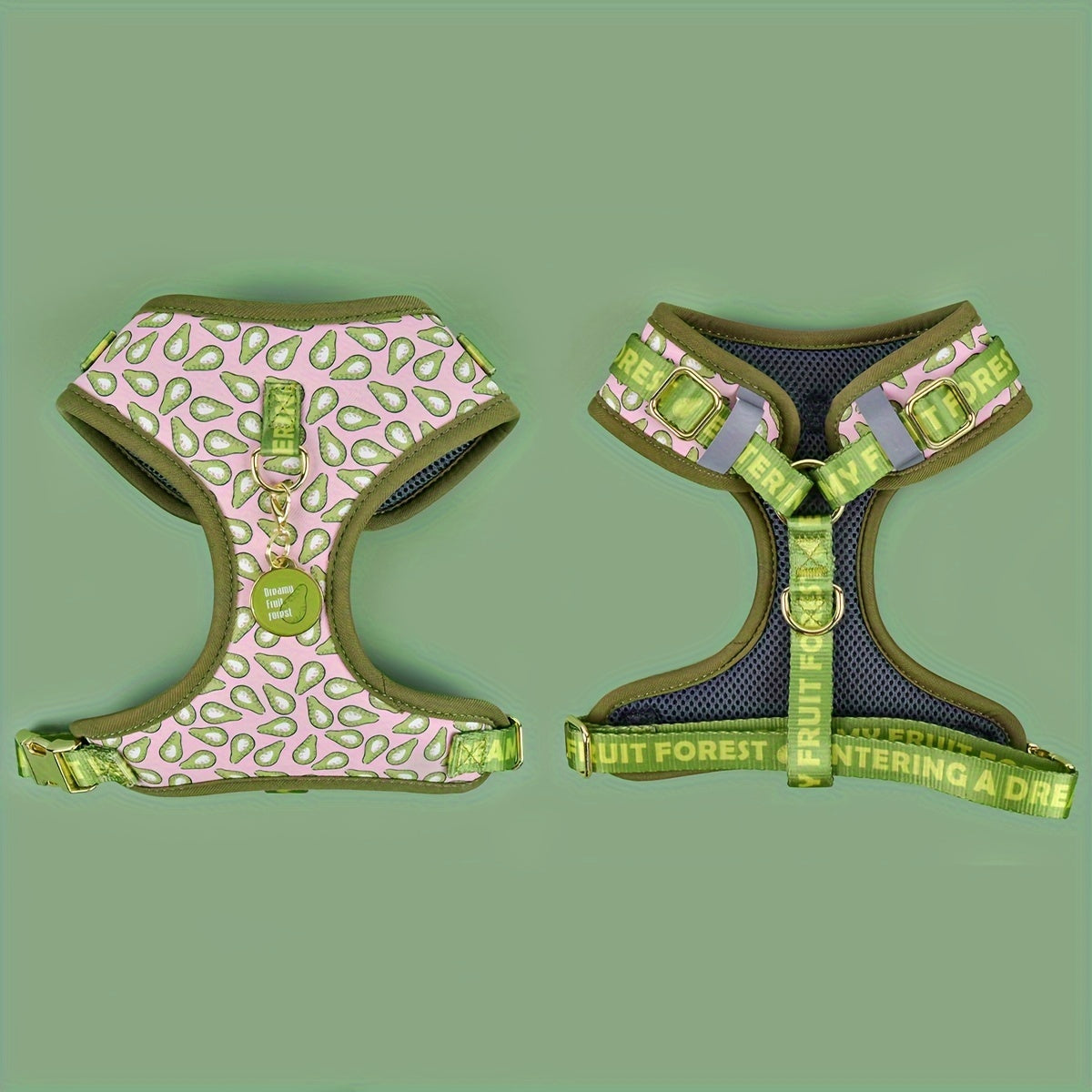 Luxury Golden Metal Clasp Fashion Printed Pet Harness
