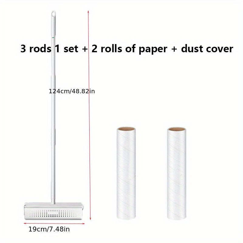 Long Bar Handle Sticky Hair Maker - 9.45inch/7.48inch Diagonal Tear Design Pet Hair Removal Roller for Sofa Carpet Dust Cleaning with Sticky Tearable Paper Brush