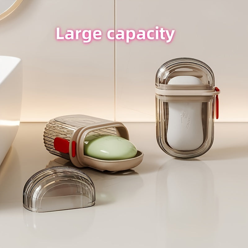 Durable PET Portable Travel Soap Dish - Sealed, Drainable Design with Lid for Business Trips & Outdoor Use, Mini Storage