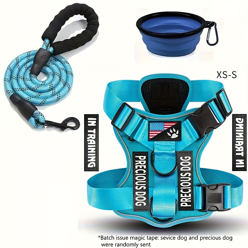 Service Dog Harness And Leash Set with 1pc Folding Bowl
