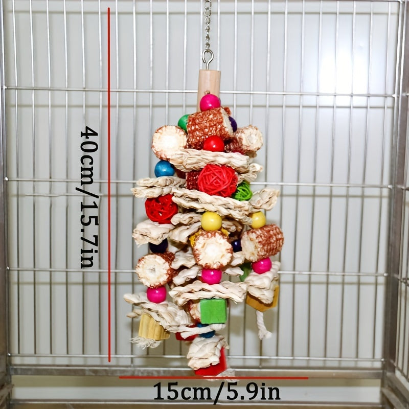 1pc Natural Corn Cob Delight - Stimulating Bird Chew Toy for Small and Medium-Sized Parrots, Cage Toys for Healthy Beak Exercise, Fun and Interactive Playtime, Durable and Long-Lasting