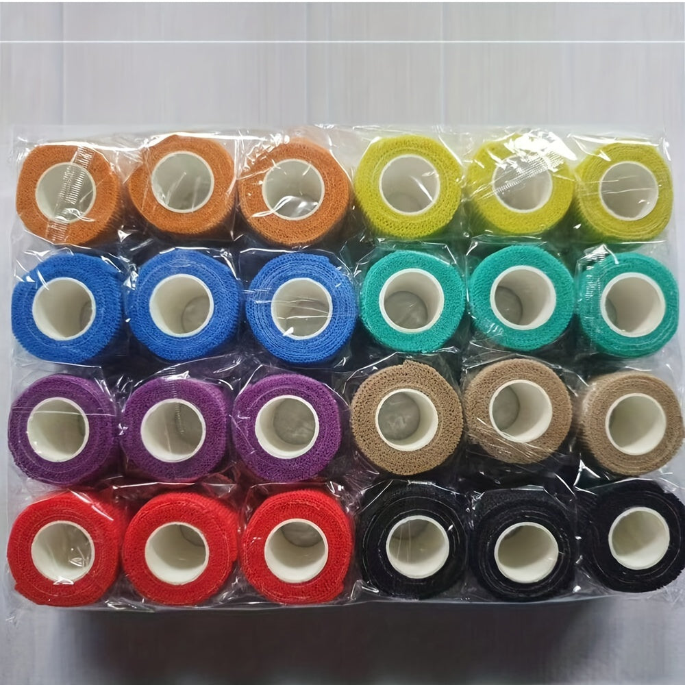 12/24 Rolls of Mixed Color Self-adhesive Bandages, Pet Bandages, Non-woven Bandages, Adhesive Gauze, Suitable for Dogs, Cats, Horses, Birds, Sports on Ankle, Knee, Wrist Support Self-adhesive Multifunctional Bandages