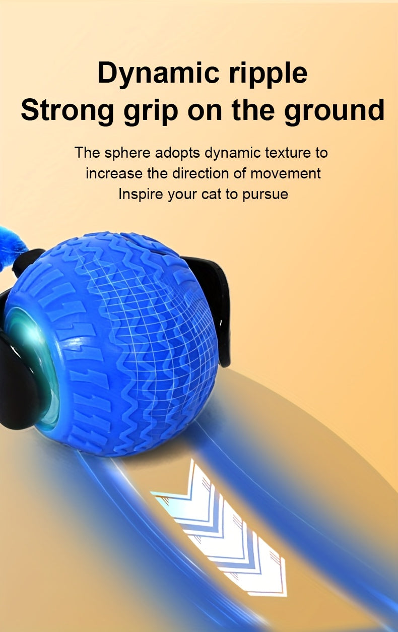 Interactive LED Light-Up Toy Ball for Cats and Dogs - Rechargeable USB, 3 Exercise Modes (Blue Light, Purple Light, Green Light), Durable Striped Plastic Shell, Fun Novelty Pet Toy for Small to Medium Breeds, Cat Toys for Ind
