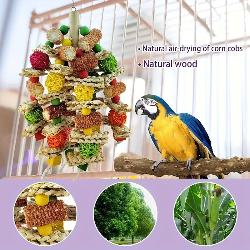 1pc Vibrant Wooden Parrot Swing Toy - Colorful Hanging Bird Cage Hammock with Bell, Sturdy Construction, Easy Installation, Suitable for Small to Medium-Sized Birds like Budgies, Conures, Lovebirds, Finches - Assorted Color,