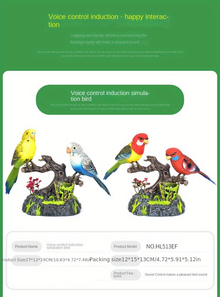 Simulation Voice-activated Bird Decoration Display Electric Induction Parrot Can Call And Move Birdcage Electronic Pet Toy