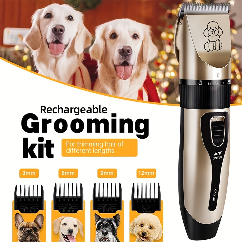 Professional Dog Grooming Kit - USB Rechargeable Electric Clippers with Thick Ceramic Blades, Brush & Measuring Tool Set for Cats and Dogs, Professional Dog Grooming Clippers, Dog Clippers for Grooming Professional Kit, Dog S