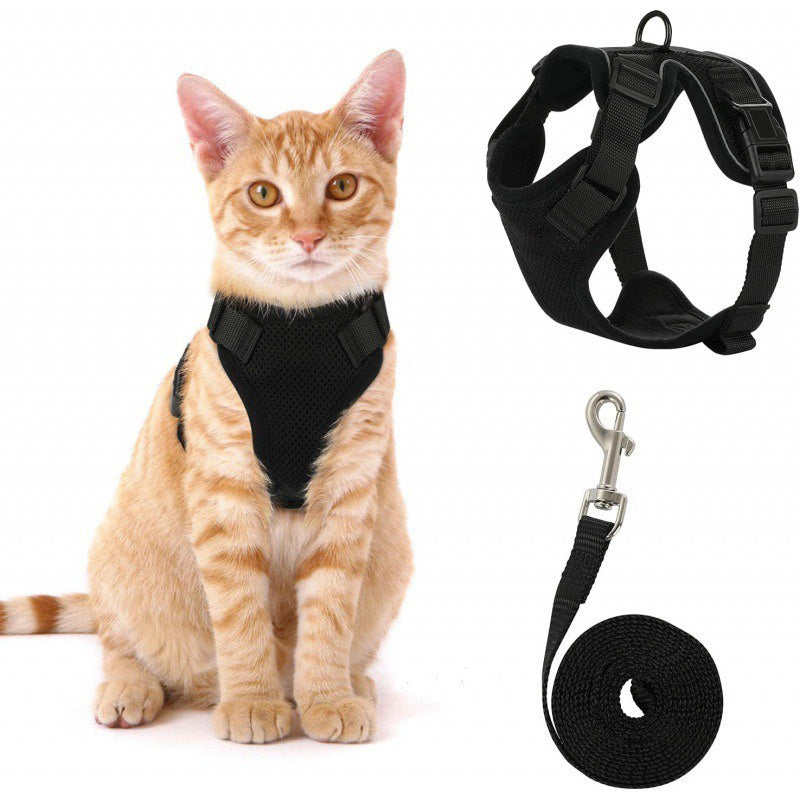 Reflective Pet Harness And Leash Set For Dogs And Cats, Adjustable Puppy Cat Vest Harness With Soft Mesh
