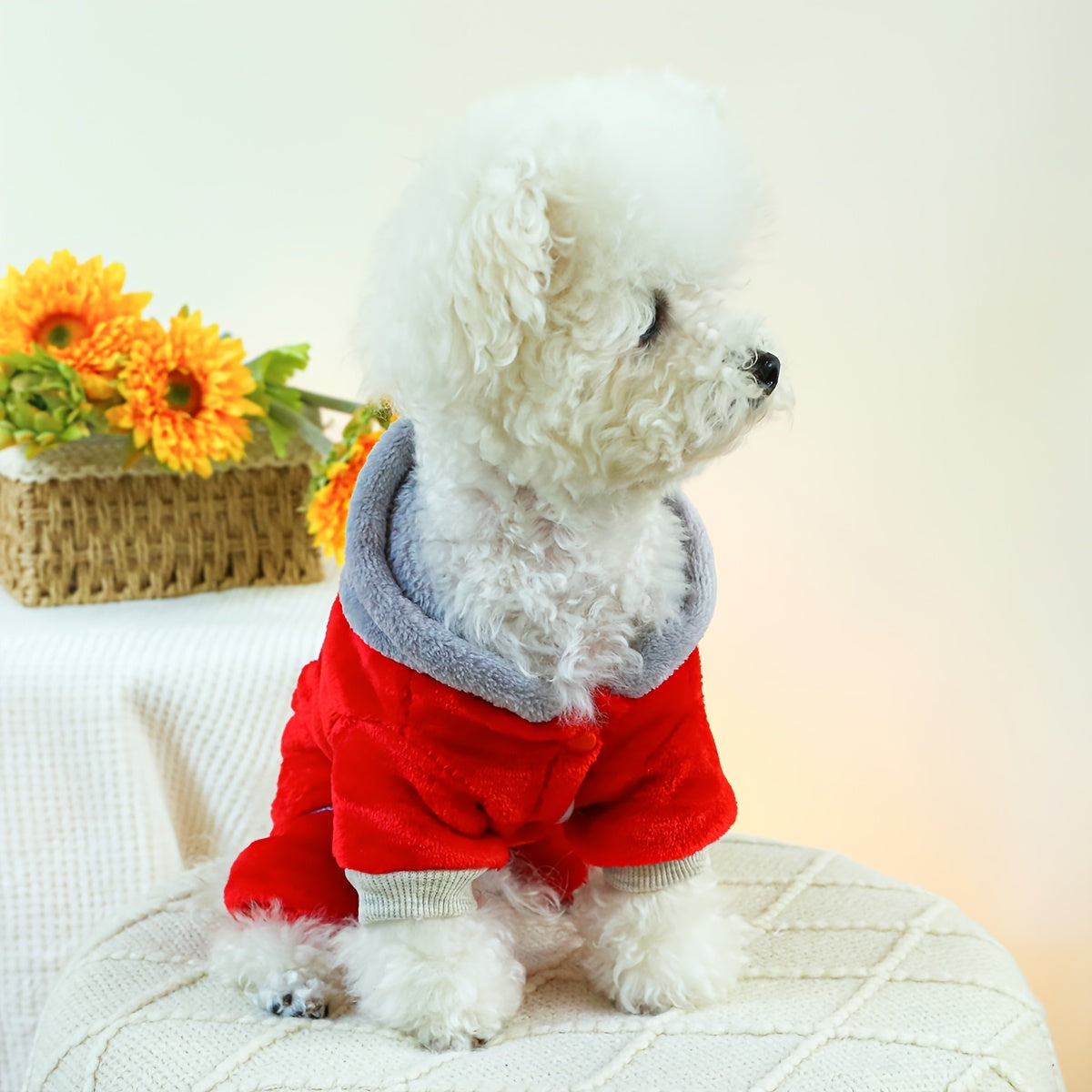 Small Breeds Warm Fleece-Lined Cuddle Comfort Dog Jumpsuit - Cozy Winter Pet Apparel with Snap Button Closure