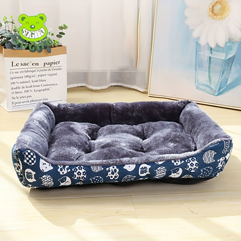 1pc Cozy Pet Bed, Plush Polyester Fiber Dog Nest, Non-Assembled, Warm Thick Pad for Medium Dogs, Comfortable Sleeping Kennel for Golden Retrievers and Small Breeds